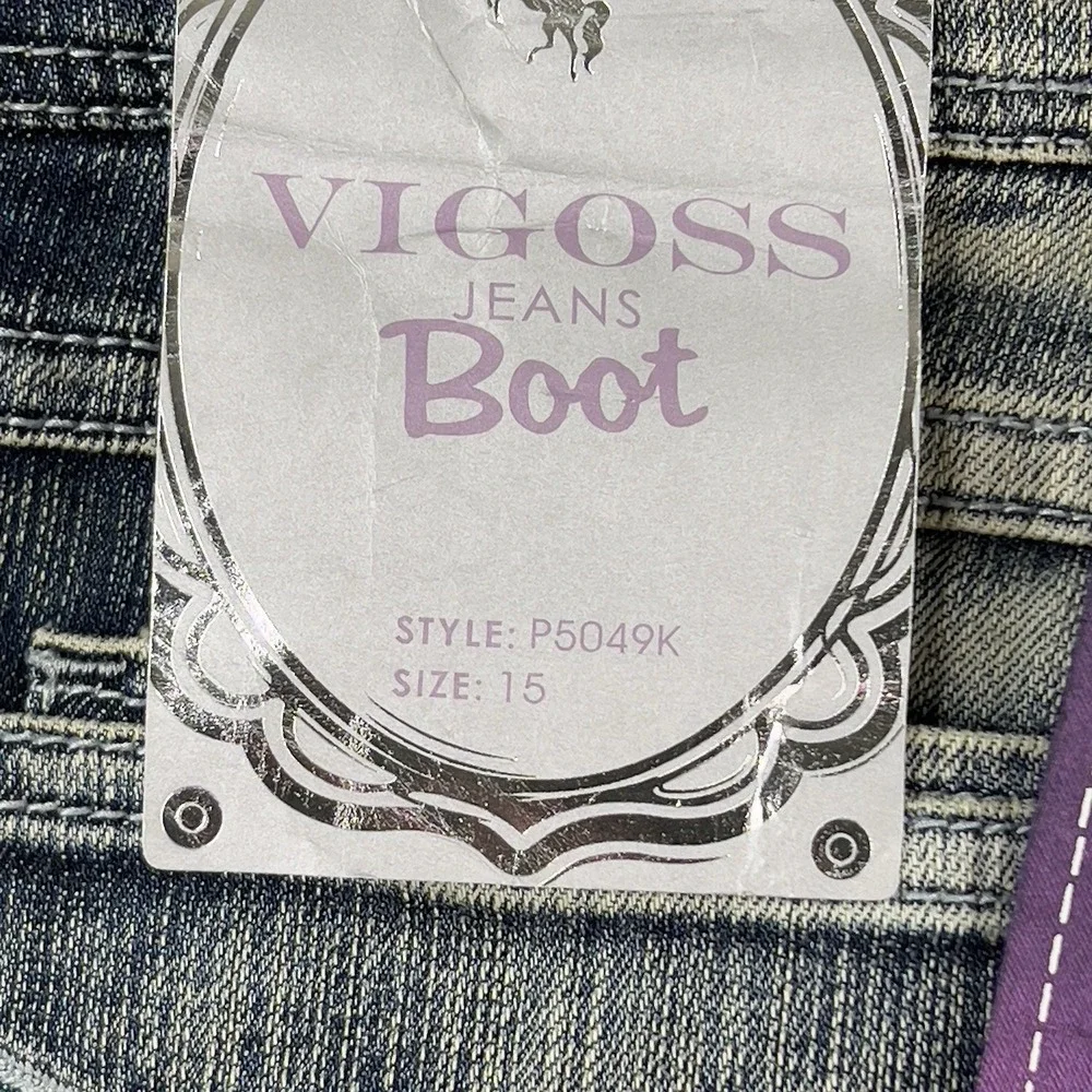 Vigoss Womens Boot Cut Jeans Blue Pocket Light Wash Faded Stretch Juniors 15 New - Picture 4 of 14